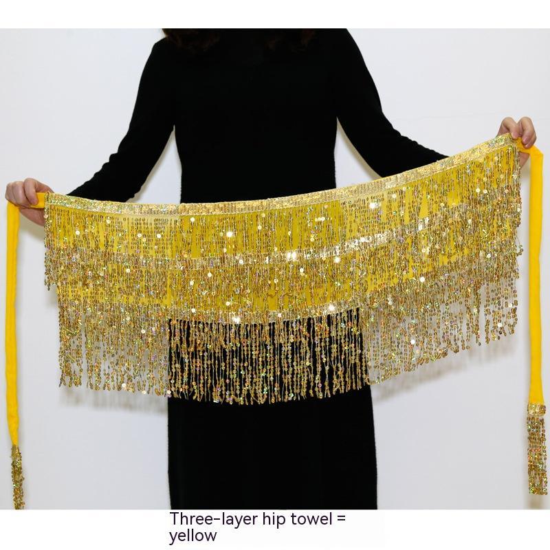 Belly Dance Costume Sequined Tassel Hip Skirt Waist Scarf