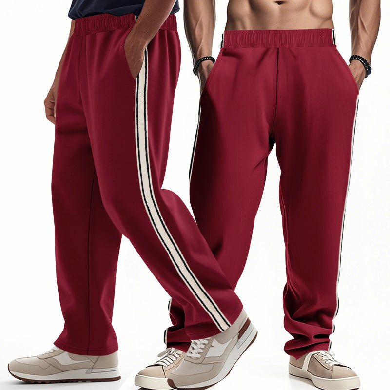 Loose Side Stripes Wide Leg Straight Men's Sports Pants