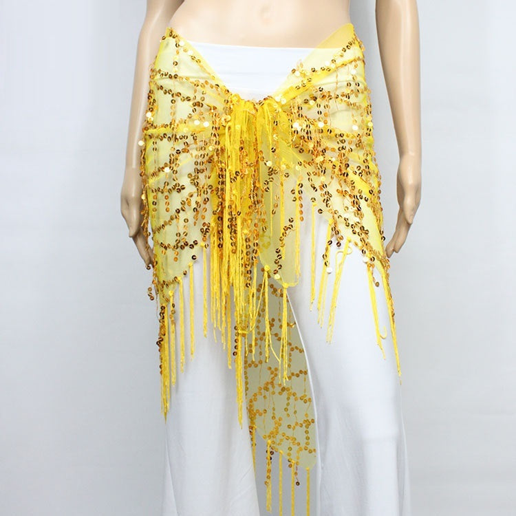 Belly Dance Practice Sequins Triangular Binder Arabic Dance Performance Waist Scarf
