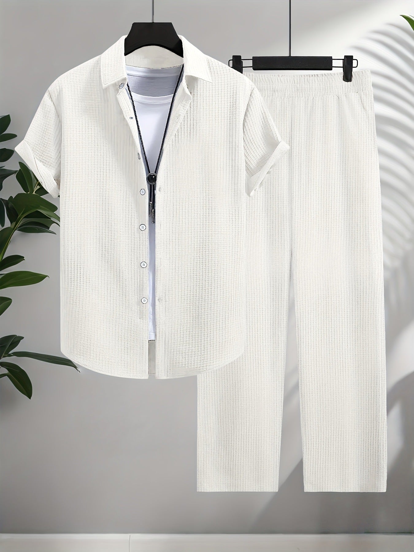 Fashion Jacquard Short-sleeved Shirt Trousers Suit