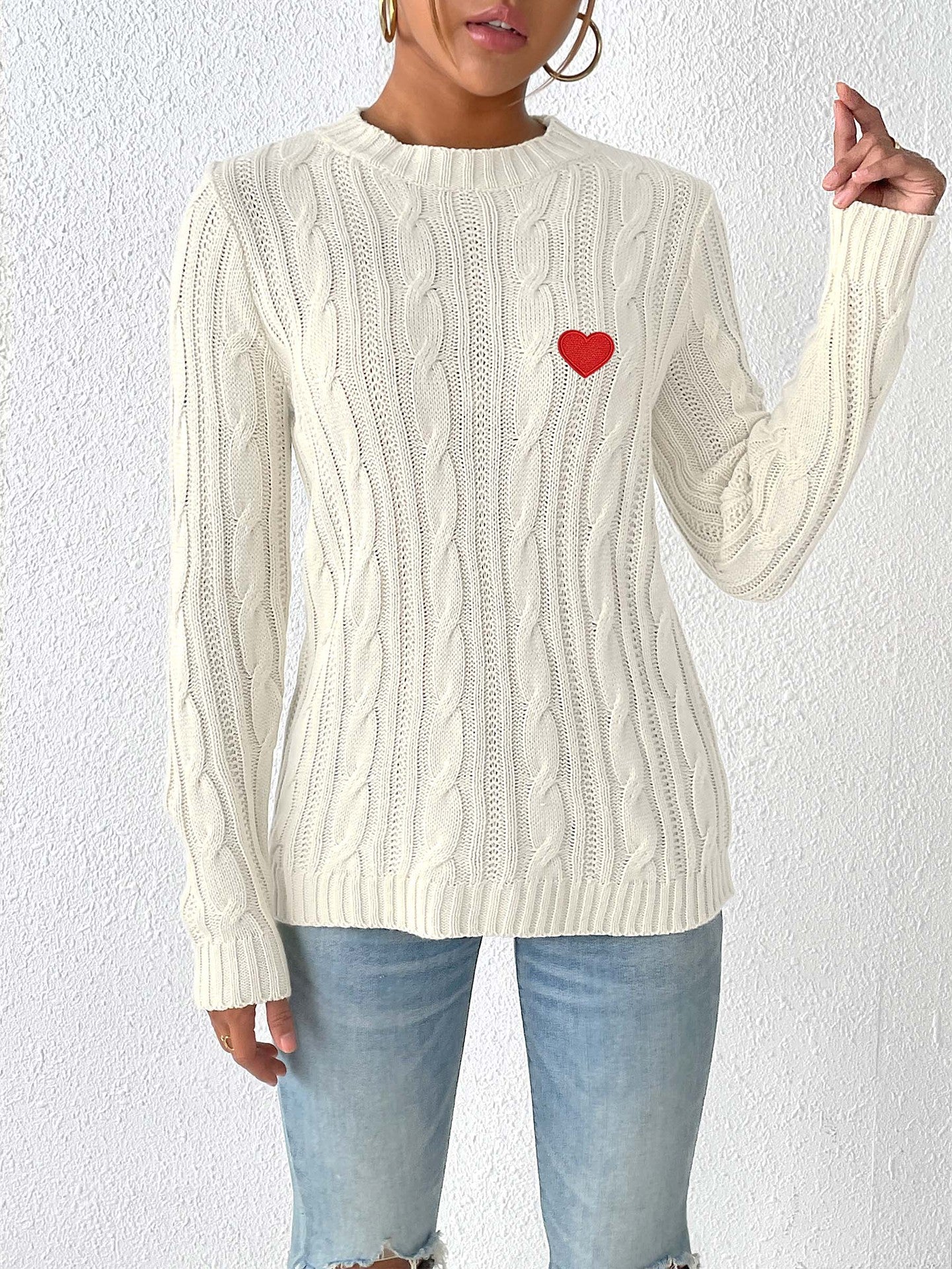 Love Stickers Autumn And Winter Round Neck Simple Pullover