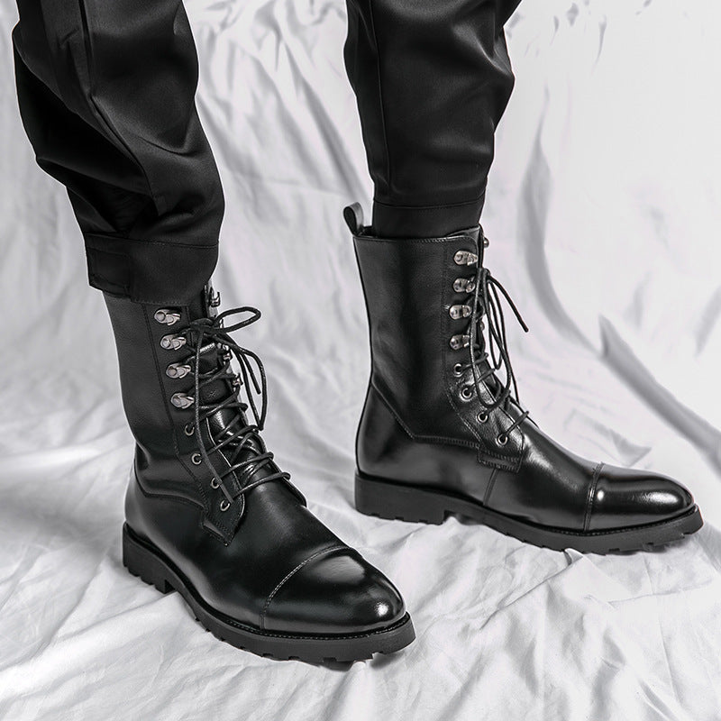 Fall Winter Lace-up Booties Black Locomotive Denim
