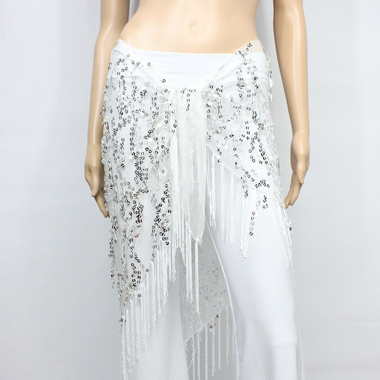 Belly Dance Practice Sequins Triangular Binder Arabic Dance Performance Waist Scarf