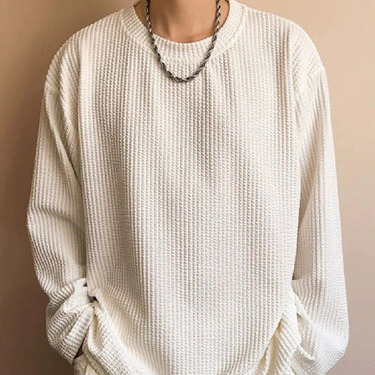 Fashion Men's Black Round Neck Loose Sweatshirt