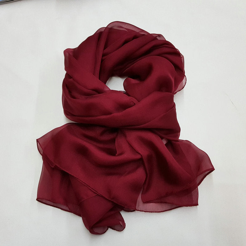 Pure Color Elegant Women's Silk Scarf For All Seasons