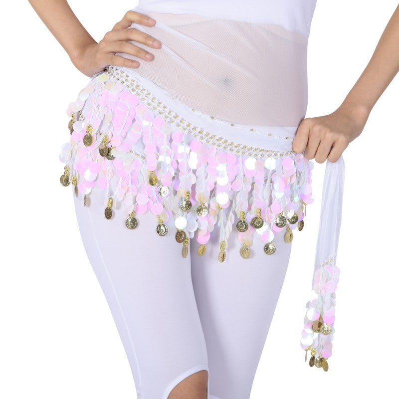Sexy Chiffon Scarf Belly Dance Hip Coins Sequin Waist Belt Belt Hip Wrap