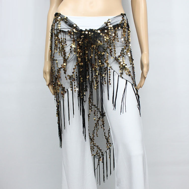 Belly Dance Practice Sequins Triangular Binder Arabic Dance Performance Waist Scarf