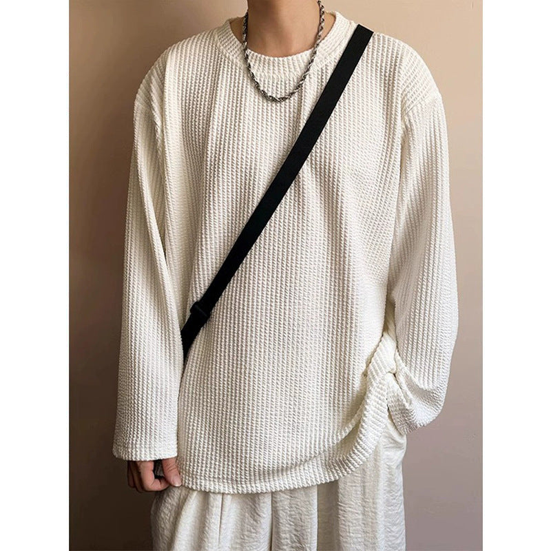 Fashion Men's Black Round Neck Loose Sweatshirt