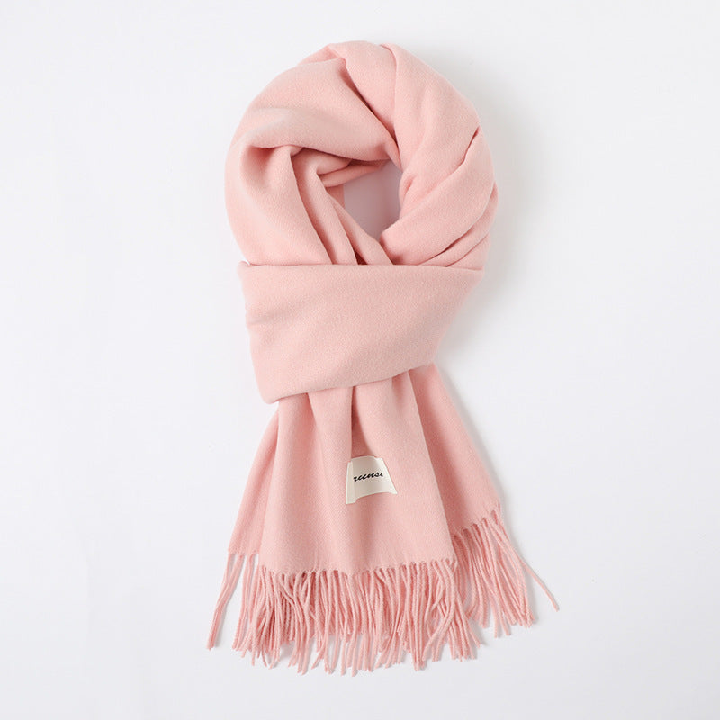 Simple Tassel Shawl Warm Artificial Cashmere Scarf