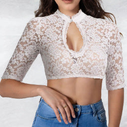 Women's Festival Base Lace Stitching Small Shirt