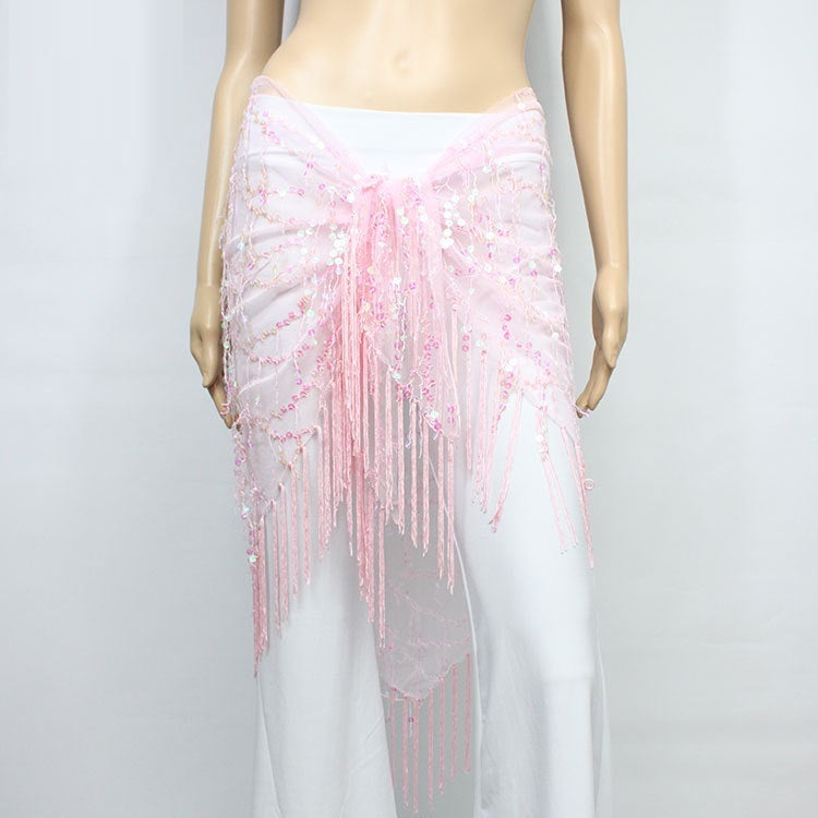 Belly Dance Practice Sequins Triangular Binder Arabic Dance Performance Waist Scarf