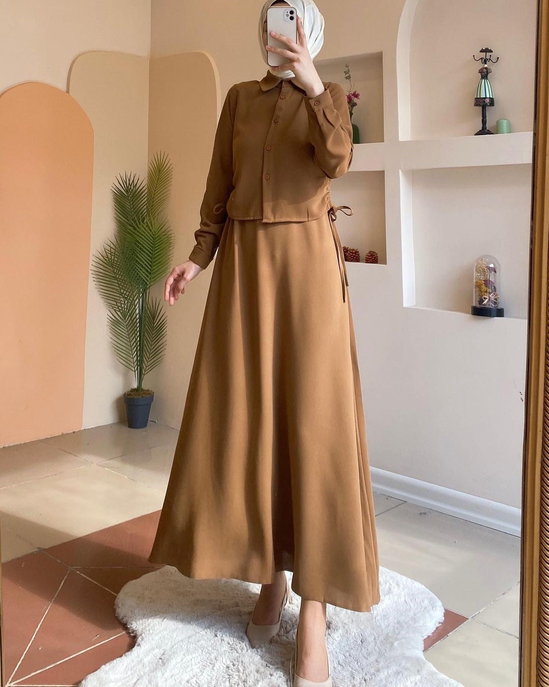 Skirt Suit Middle East Arab Long Sleeve Shirt Dress