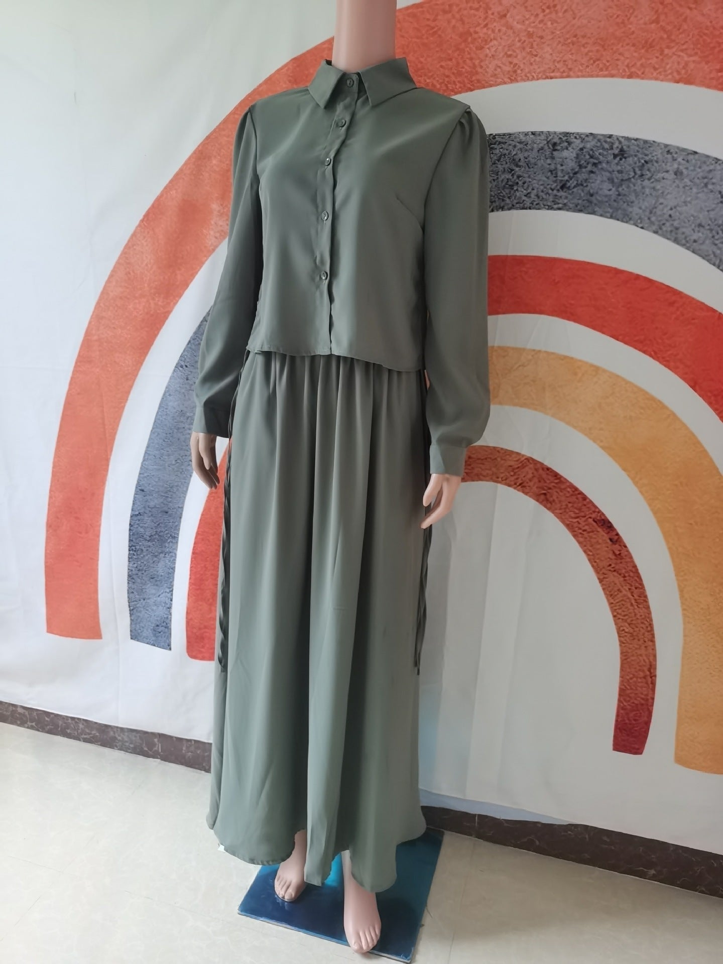 Skirt Suit Middle East Arab Long Sleeve Shirt Dress
