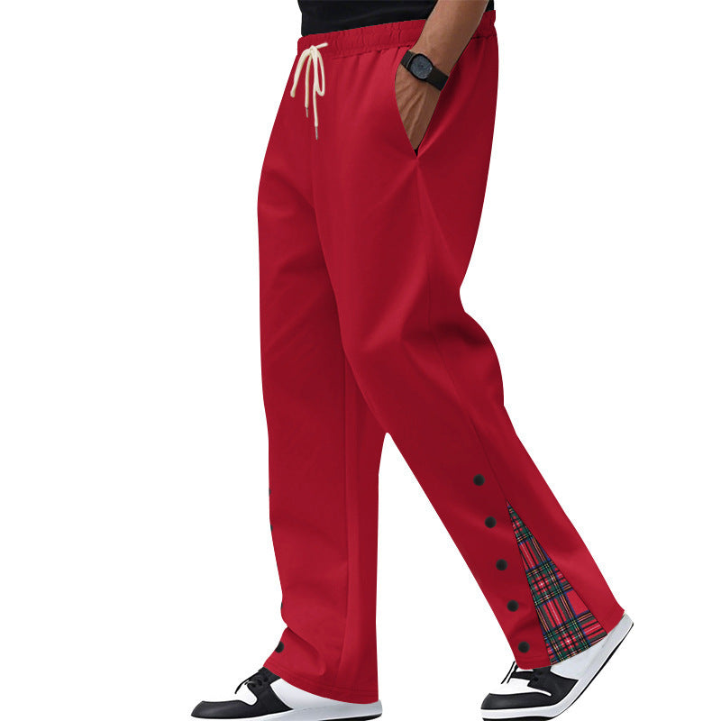 Contrast Color Drawstring No Fly Straight Track Sweatpants