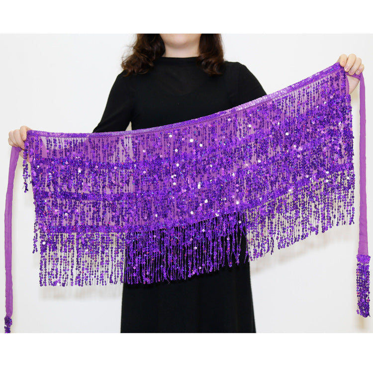 Belly Dance Costume Sequined Tassel Hip Skirt Waist Scarf