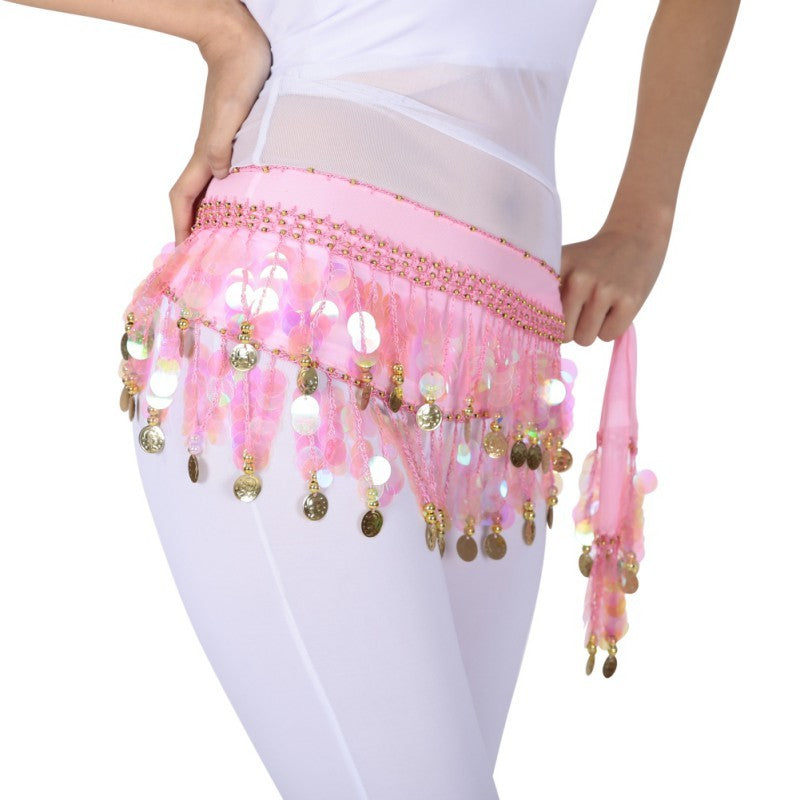 Sexy Chiffon Scarf Belly Dance Hip Coins Sequin Waist Belt Belt Hip Wrap