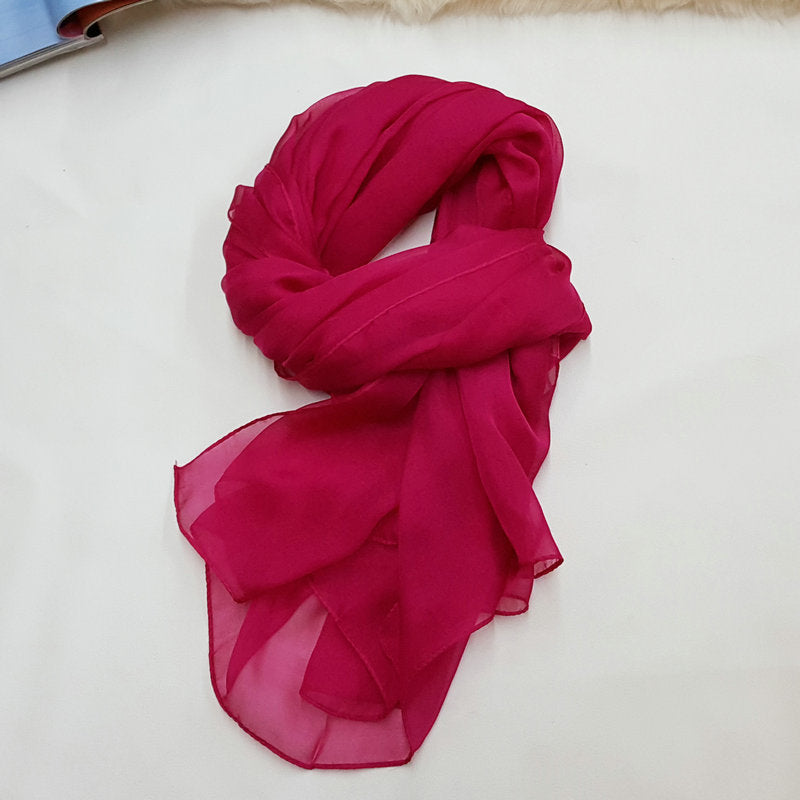 Pure Color Elegant Women's Silk Scarf For All Seasons