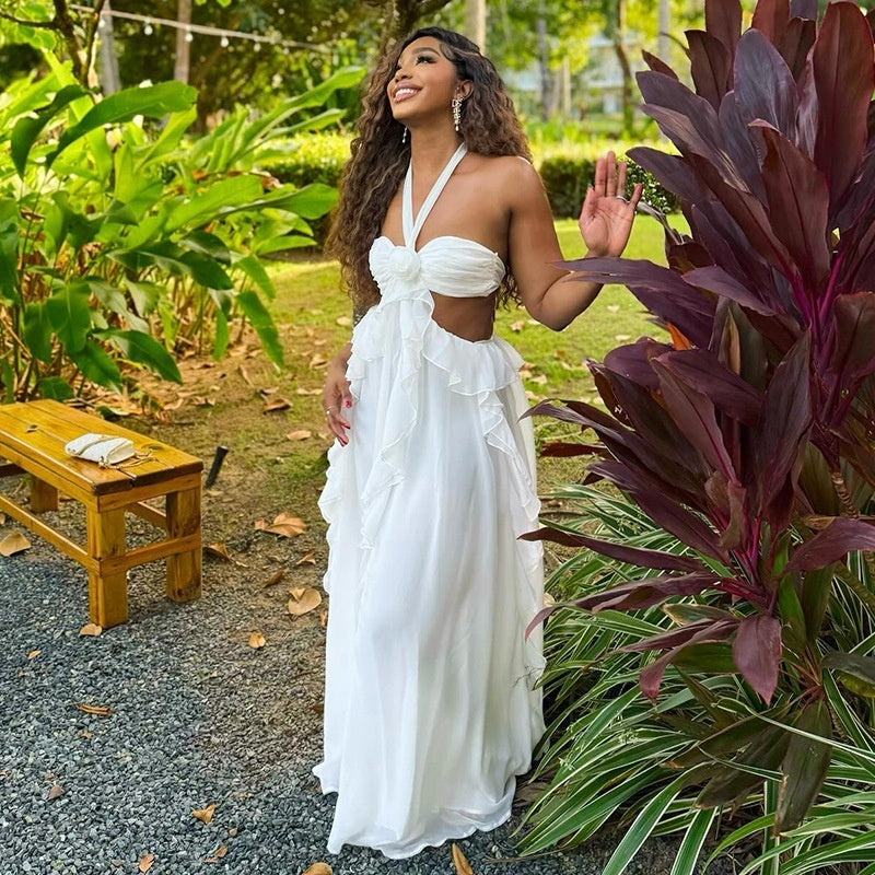 Halter Neck Bandeau Ruffle Dress