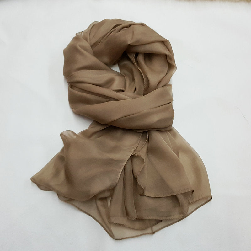 Pure Color Elegant Women's Silk Scarf For All Seasons