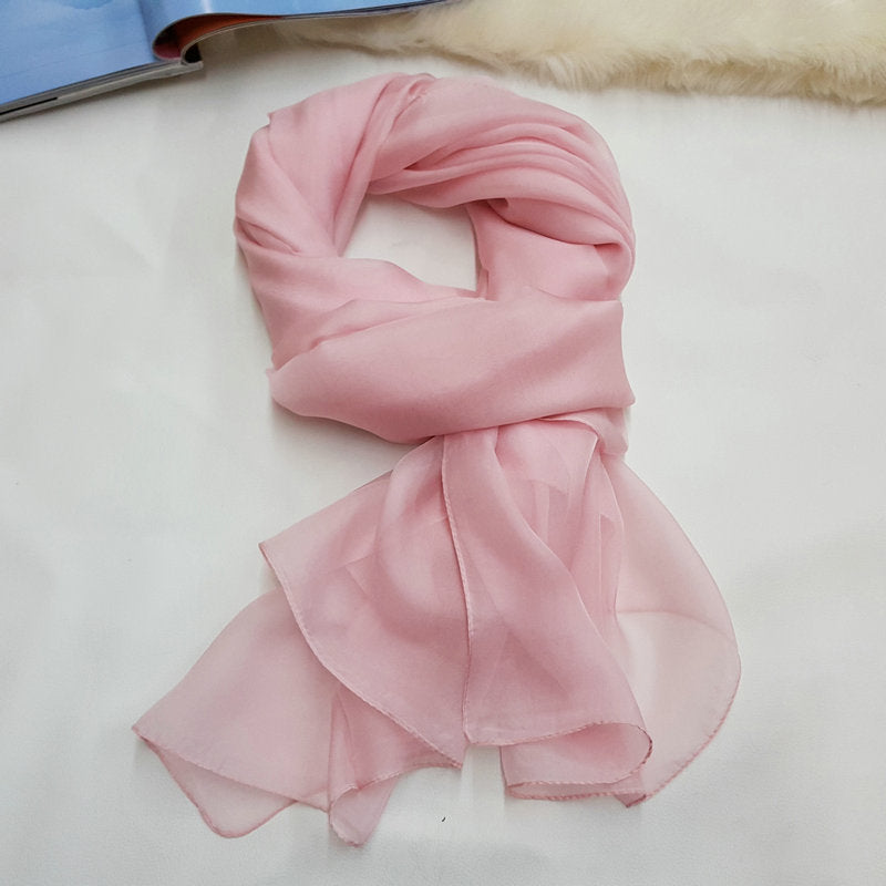 Pure Color Elegant Women's Silk Scarf For All Seasons