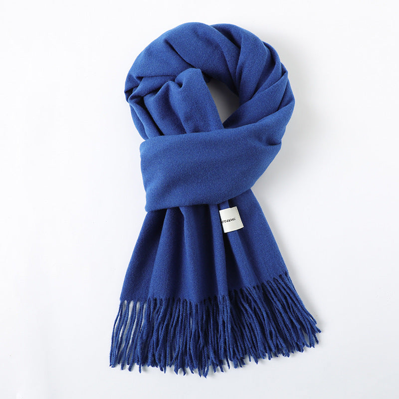 Simple Tassel Shawl Warm Artificial Cashmere Scarf