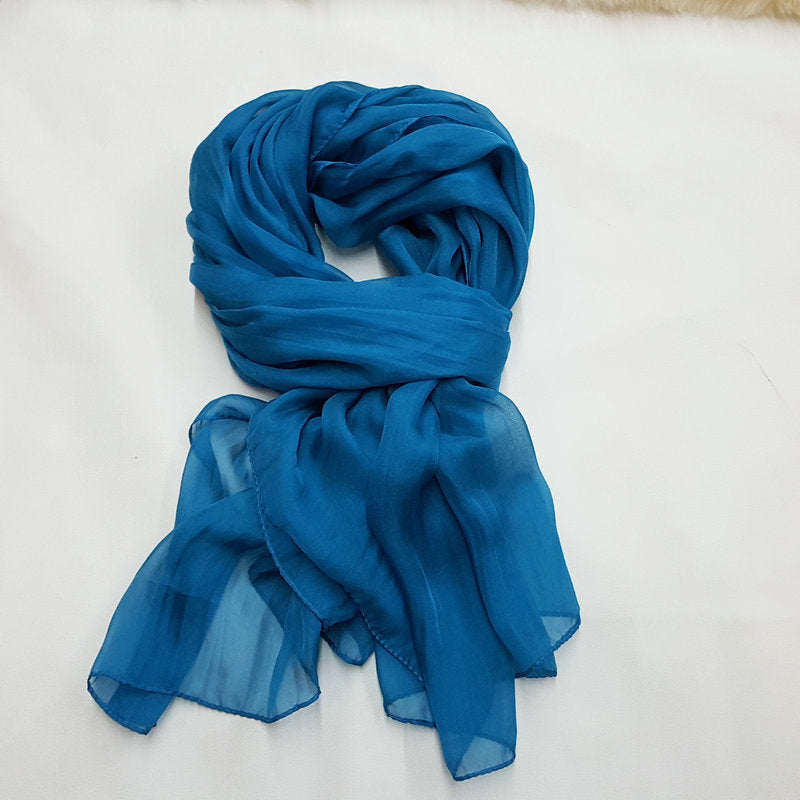 Pure Color Elegant Women's Silk Scarf For All Seasons