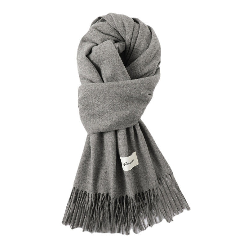 Simple Tassel Shawl Warm Artificial Cashmere Scarf