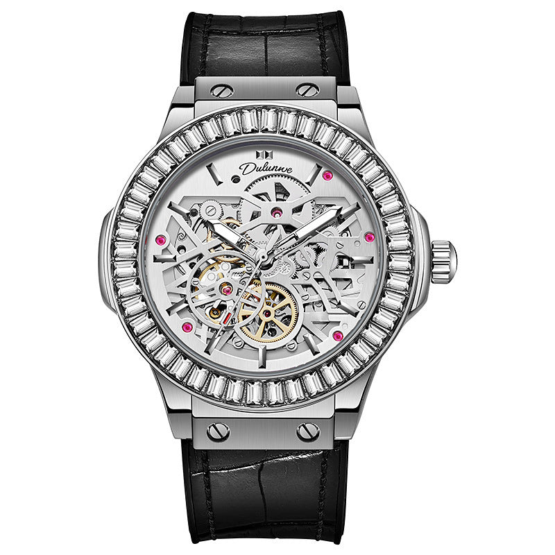 Automatic Fashion Diamond Studded Hollow Movement Mechanical Men's Watch