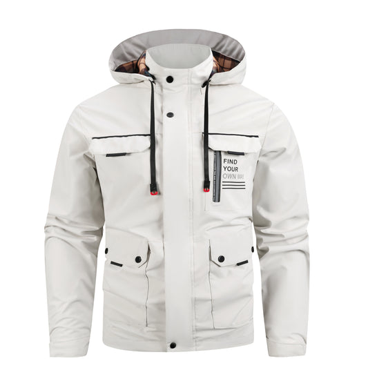 Lightweight Men's Jacket With Hood For Outdoor, Travel, Hiking, Windbreaker, Versatile, Stylish Design