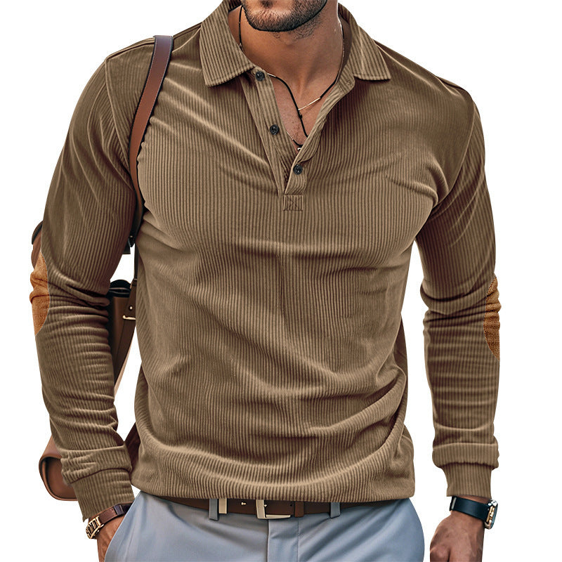 American Men's T-shirt Spring And Autumn Long Sleeve Corduroy