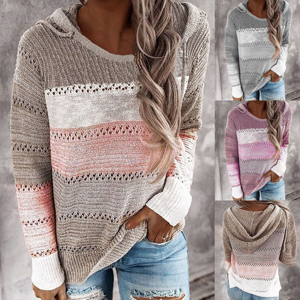 Autumn And Winter Round Neck Long Sleeve Pullover Multicolor Sweater