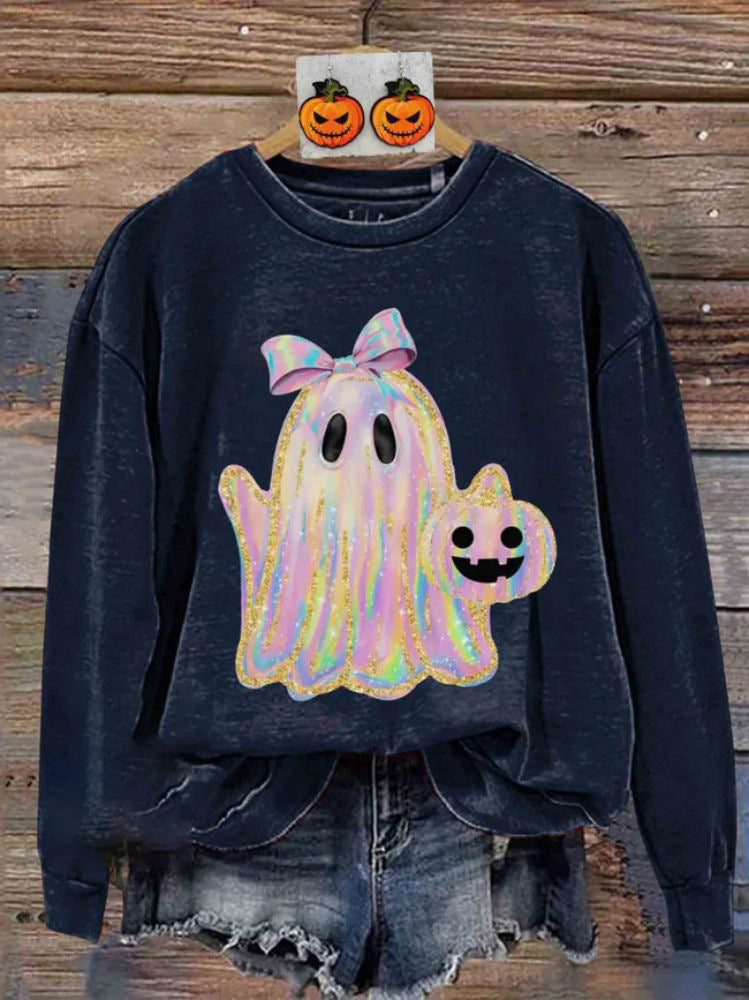 Women's Creative Halloween Printed Crew Neck Sweatshirt