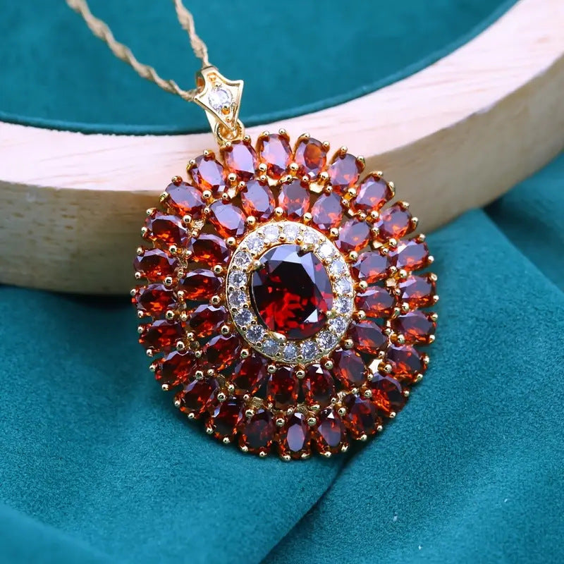 Geometric Design Heavy Industry Color Zircon Necklace