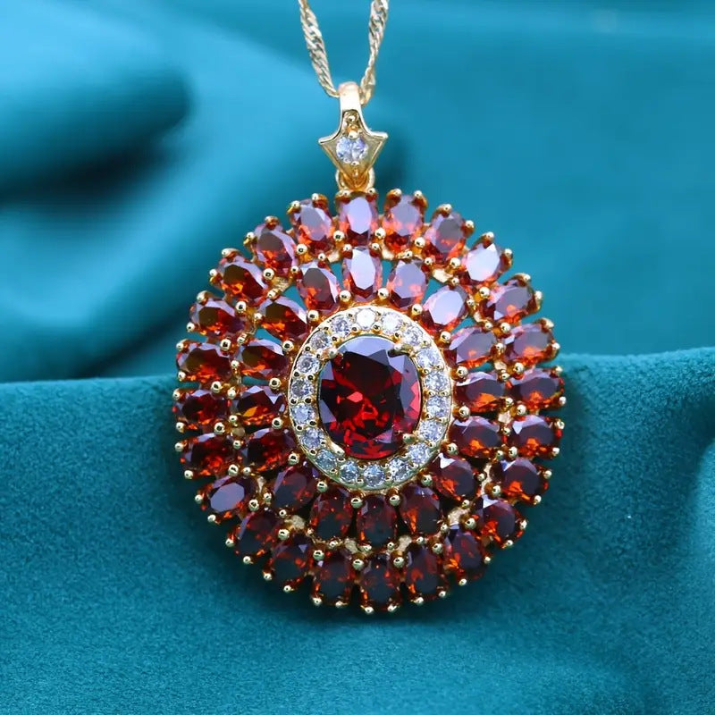 Geometric Design Heavy Industry Color Zircon Necklace