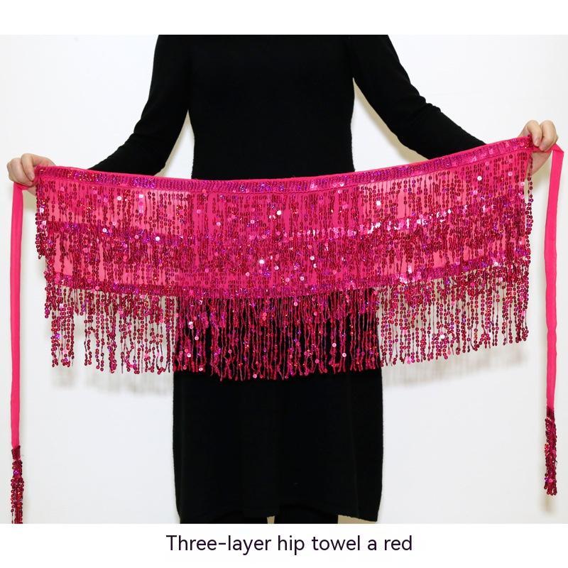 Belly Dance Costume Sequined Tassel Hip Skirt Waist Scarf