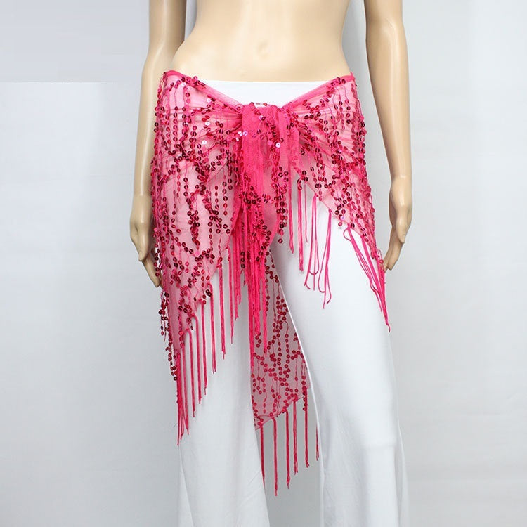 Belly Dance Practice Sequins Triangular Binder Arabic Dance Performance Waist Scarf