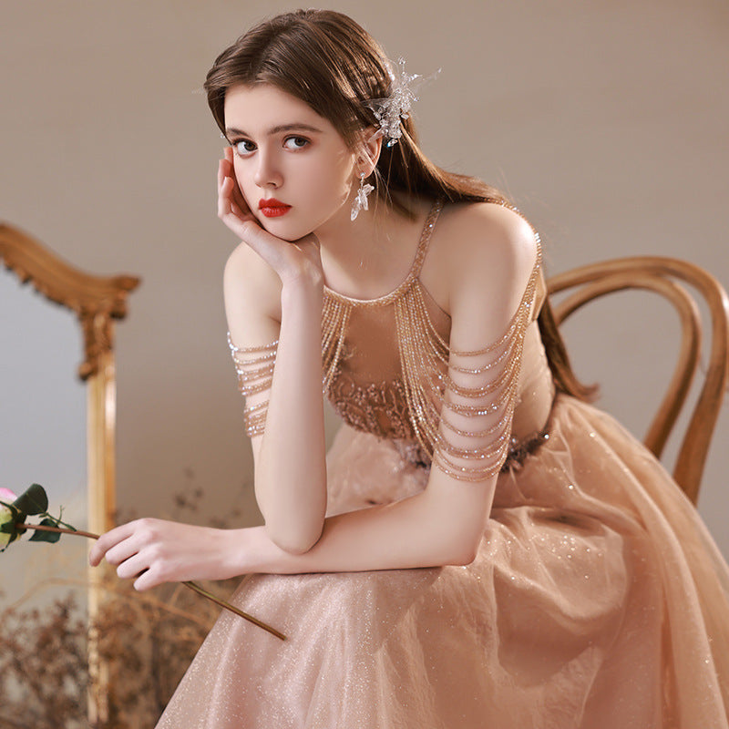 Heavy Industry Light Luxury Banquet Host Long Evening Dress