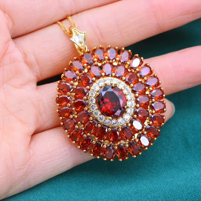 Geometric Design Heavy Industry Color Zircon Necklace