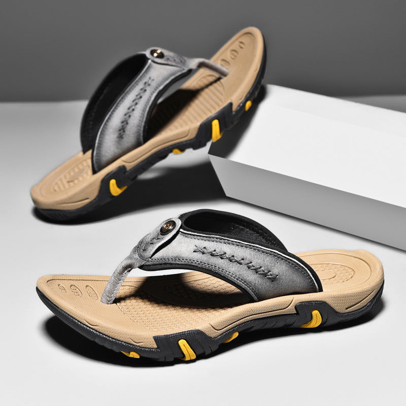 Genuine Leather Flip Flops Outdoor Wear Non-slip