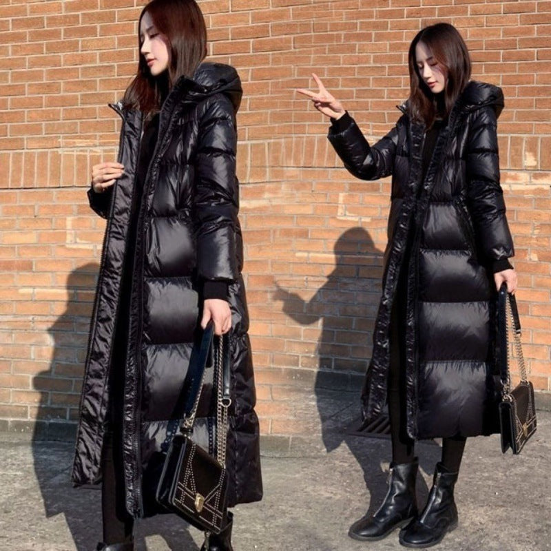 Black Down Feather Cotton Clothing Korean Style Long Glossy