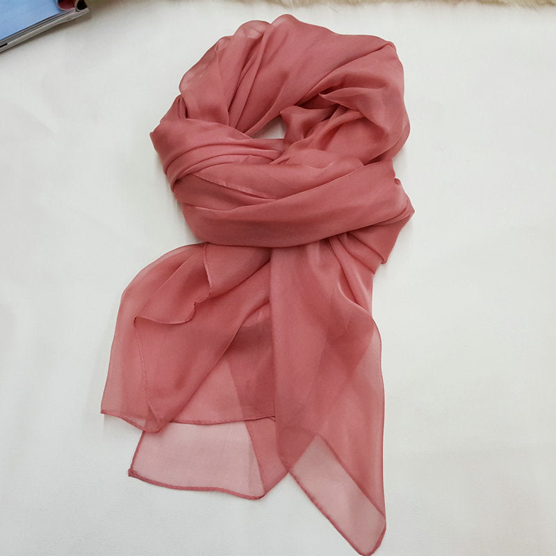 Pure Color Elegant Women's Silk Scarf For All Seasons