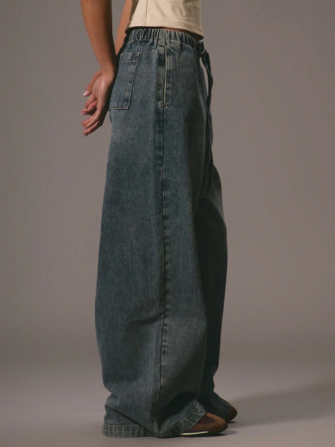 Drawstring Denim Pants For Elegant Casual Vacation