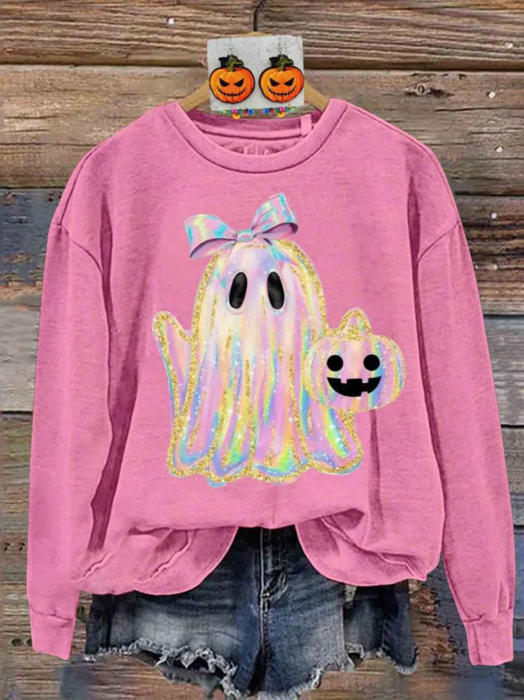 Women's Creative Halloween Printed Crew Neck Sweatshirt