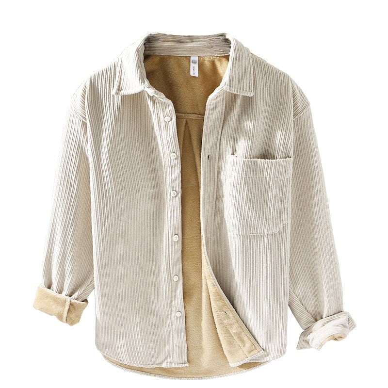 Thickened Velvet Padded Shirt Men's Loose Leisure Warm Top For Young Men