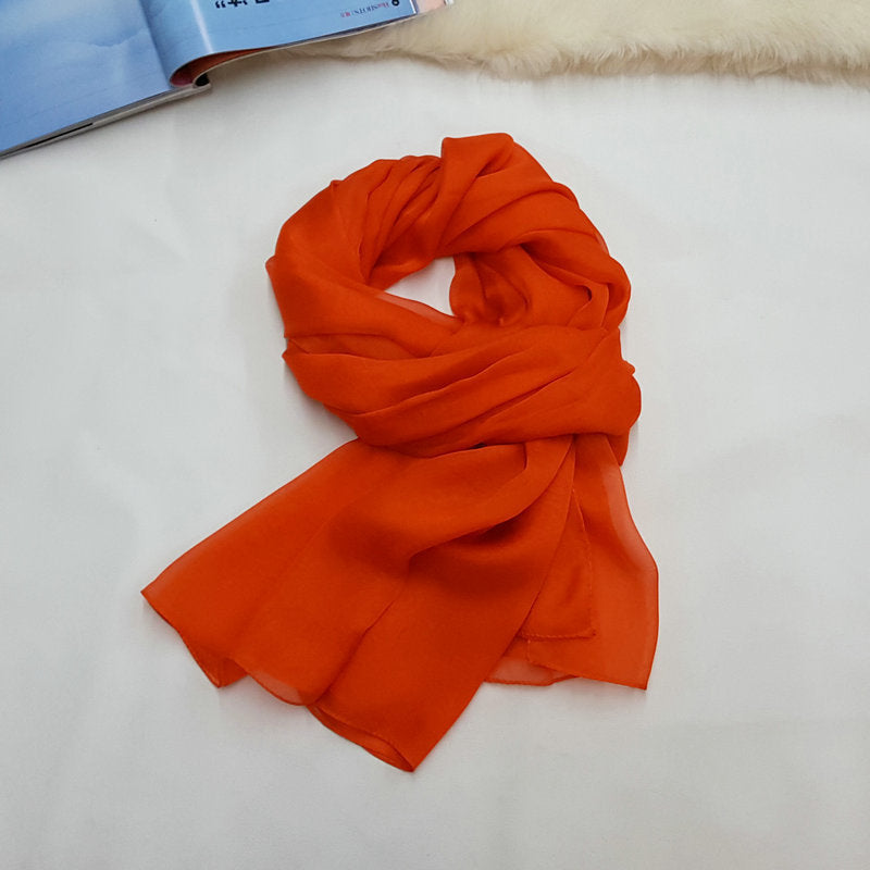 Pure Color Elegant Women's Silk Scarf For All Seasons