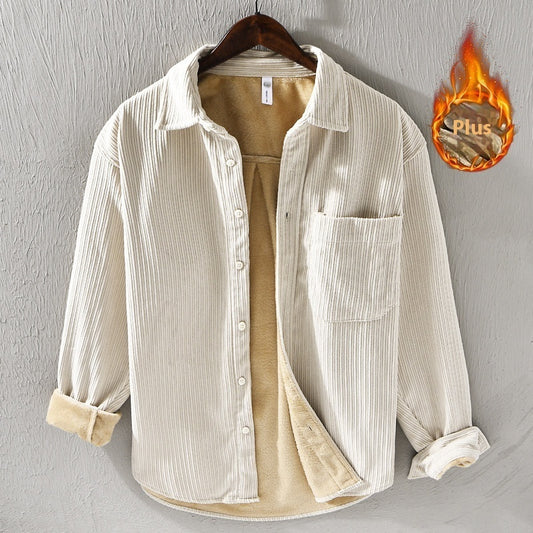 Thickened Velvet Padded Shirt Men's Loose Leisure Warm Top For Young Men