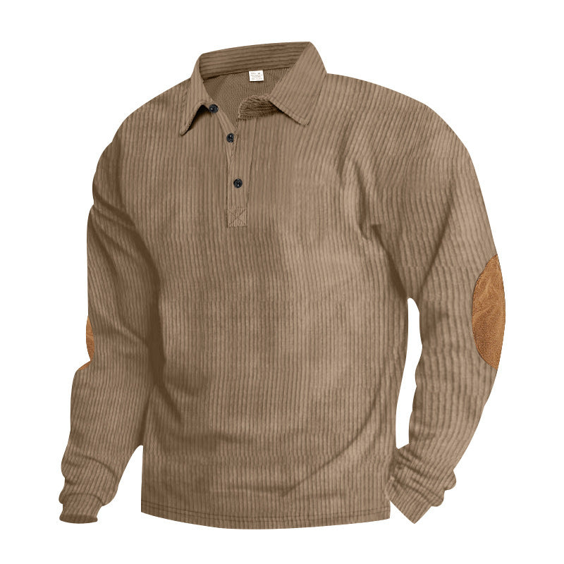American Men's T-shirt Spring And Autumn Long Sleeve Corduroy