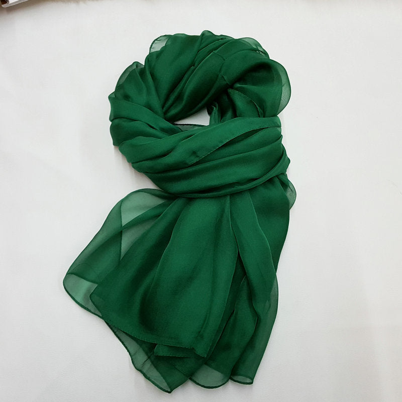 Pure Color Elegant Women's Silk Scarf For All Seasons