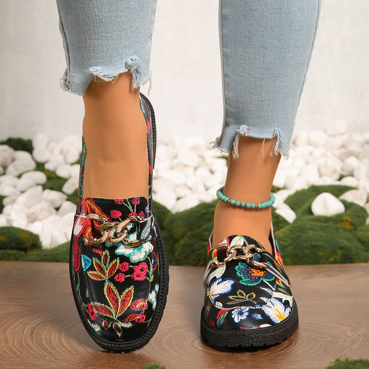 Plus Size British Style Loafers All-matching Western Style Chunky Heel