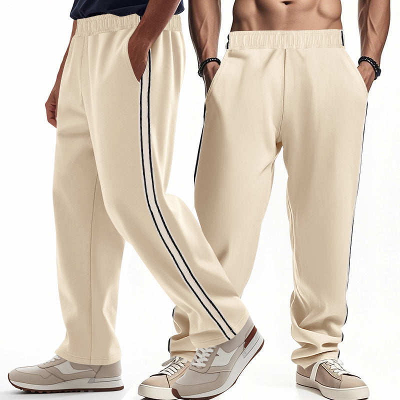 Loose Side Stripes Wide Leg Straight Men's Sports Pants